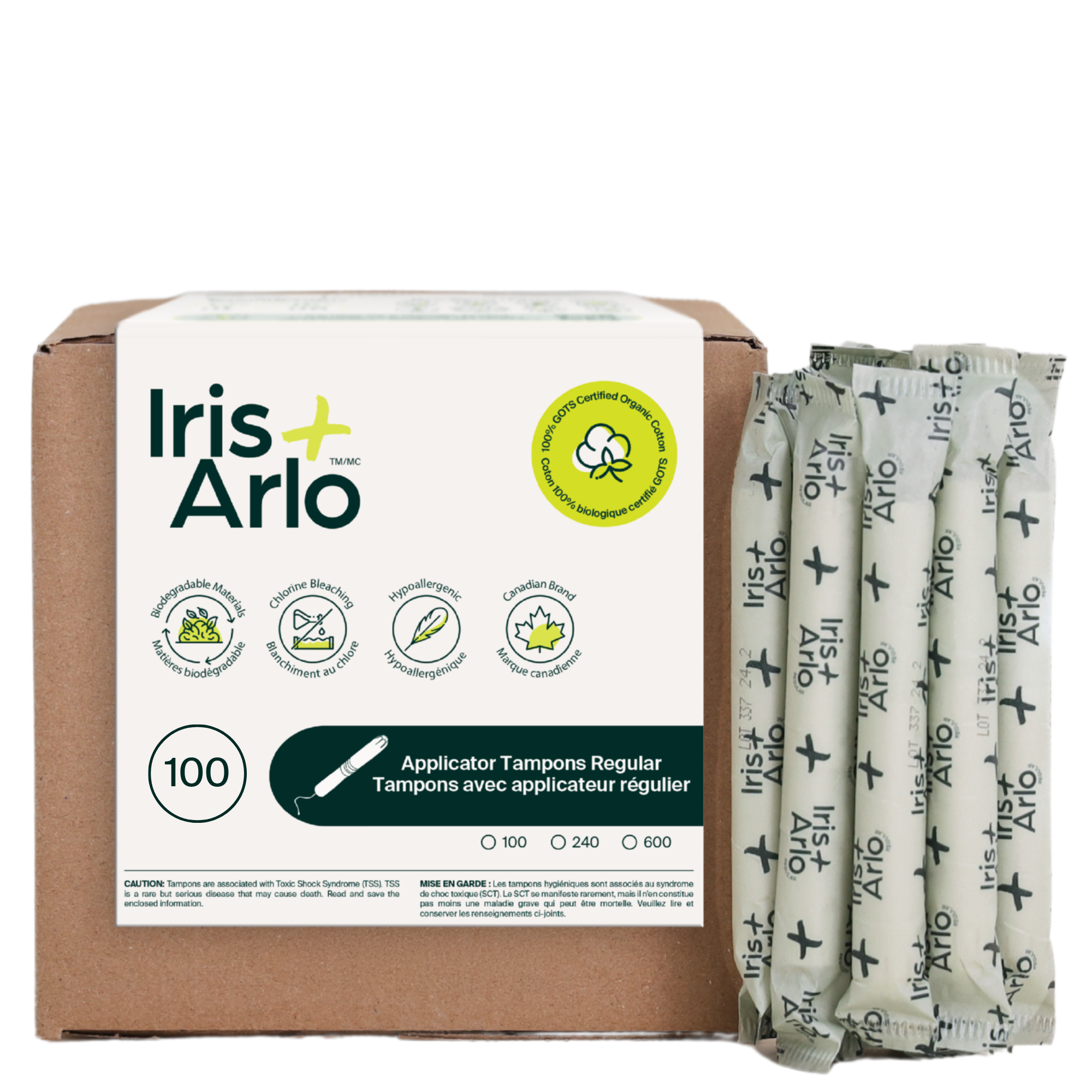 100% Organic Cotton Applicator Tampons