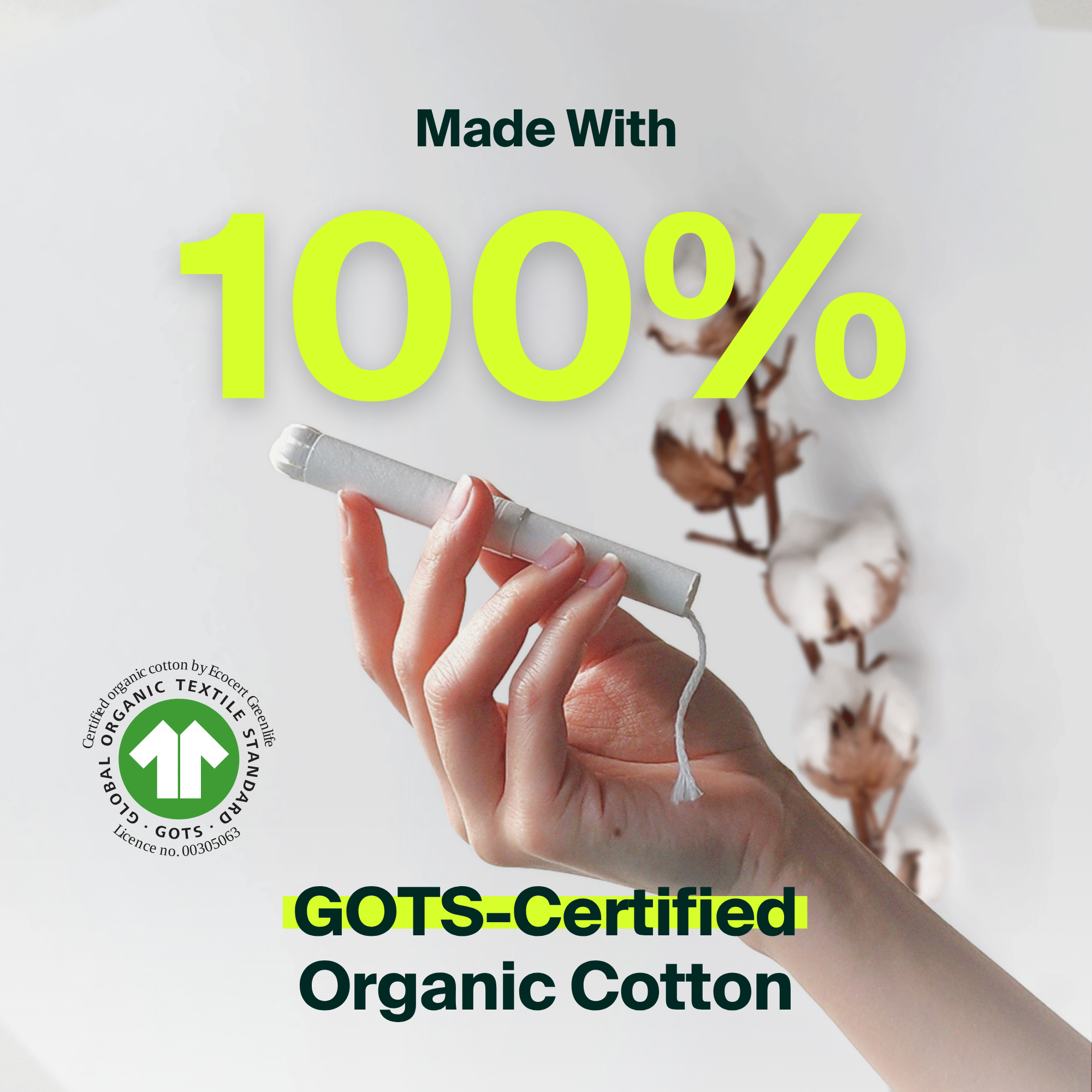 100% Organic Cotton Applicator Tampons