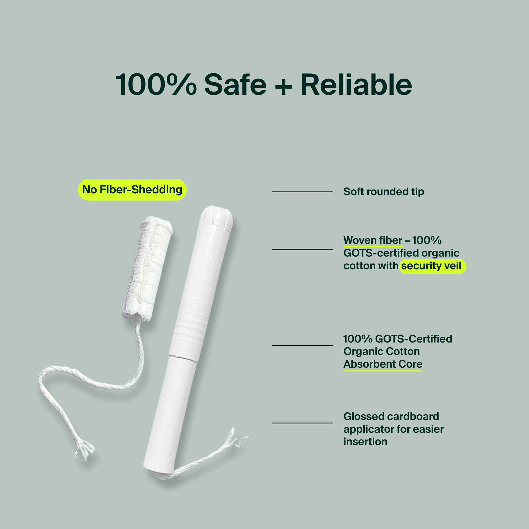 100% Organic Cotton Applicator Tampons - Regular