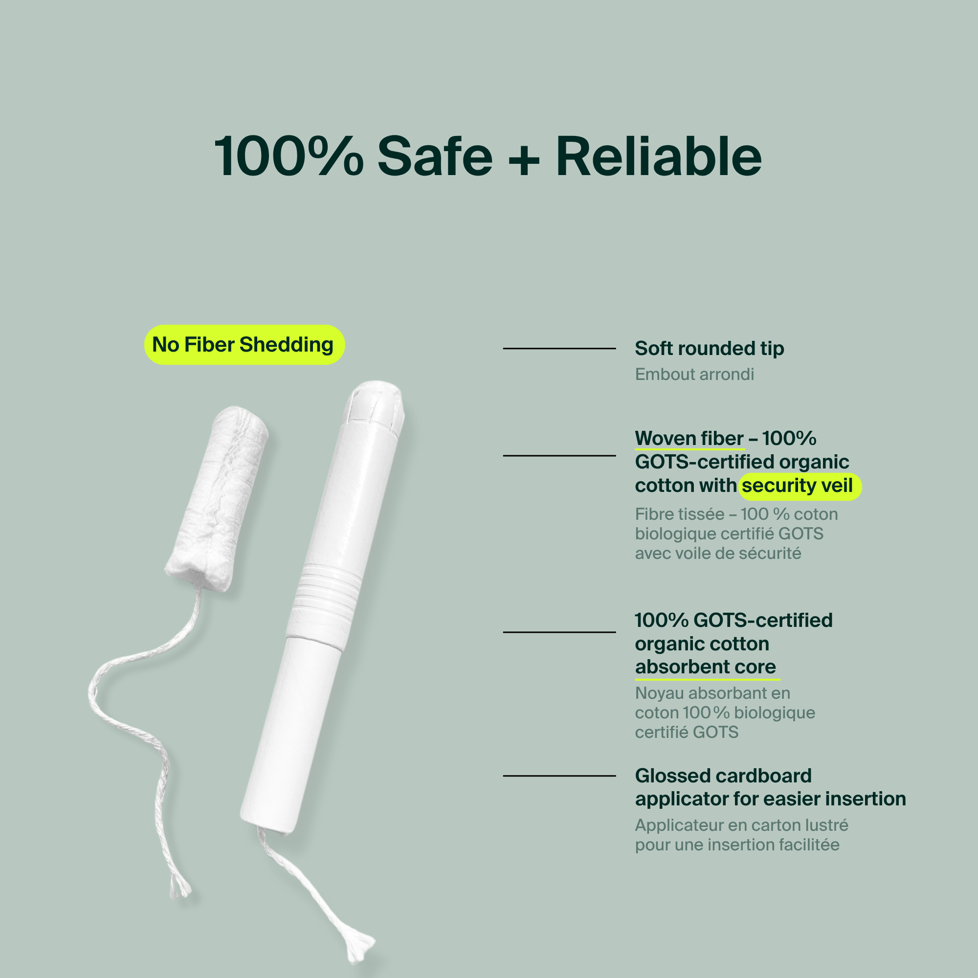 100% Organic Cotton Applicator Tampons - Super