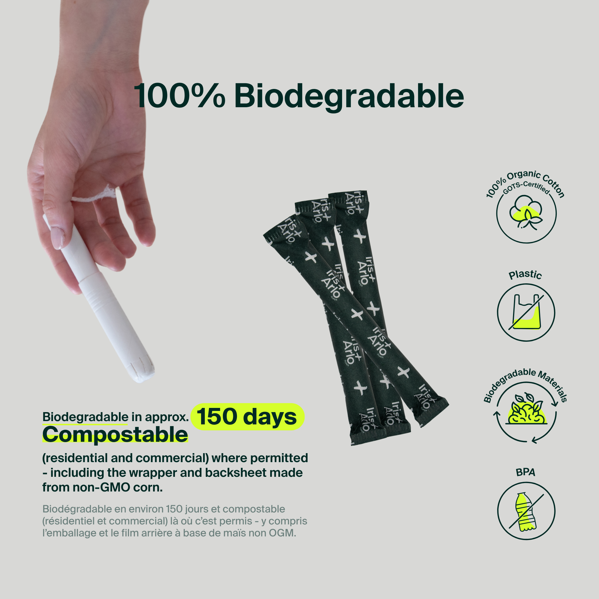 100% Organic Cotton Applicator Tampons