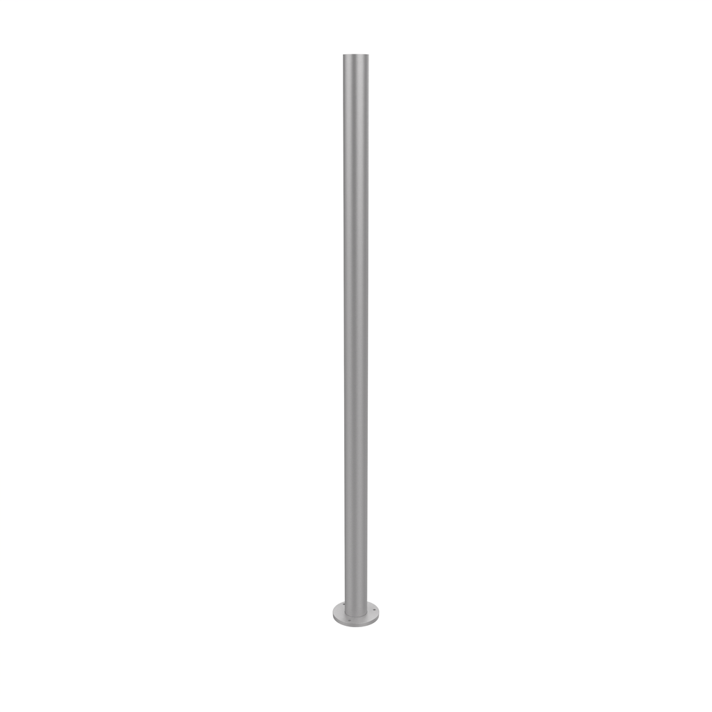 Poteau d'aluminium rond de 3'' à semelle soudée avec goujons d'ancrage