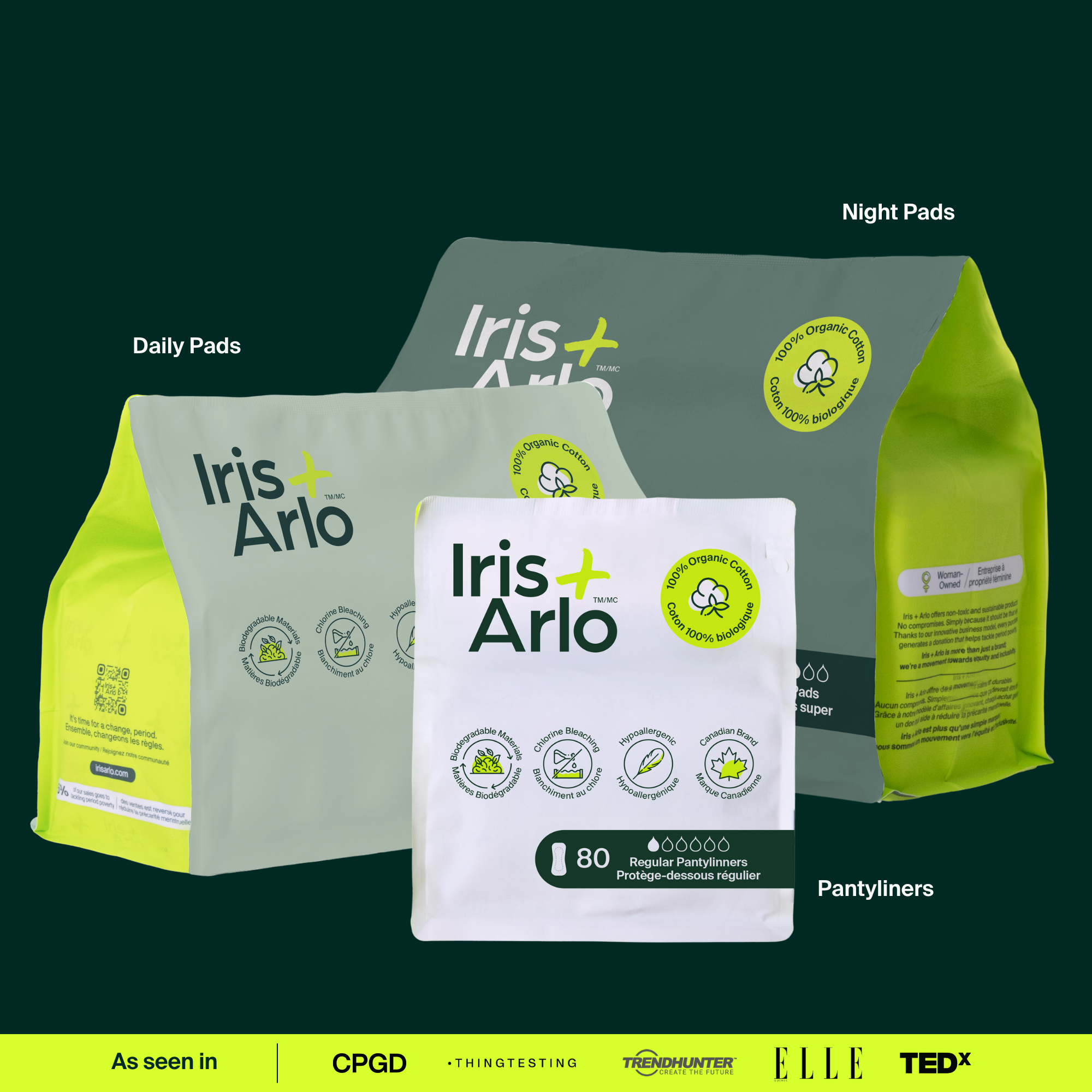 Bulk (40) - 100% Organic Regular Pads - Resealable Bag