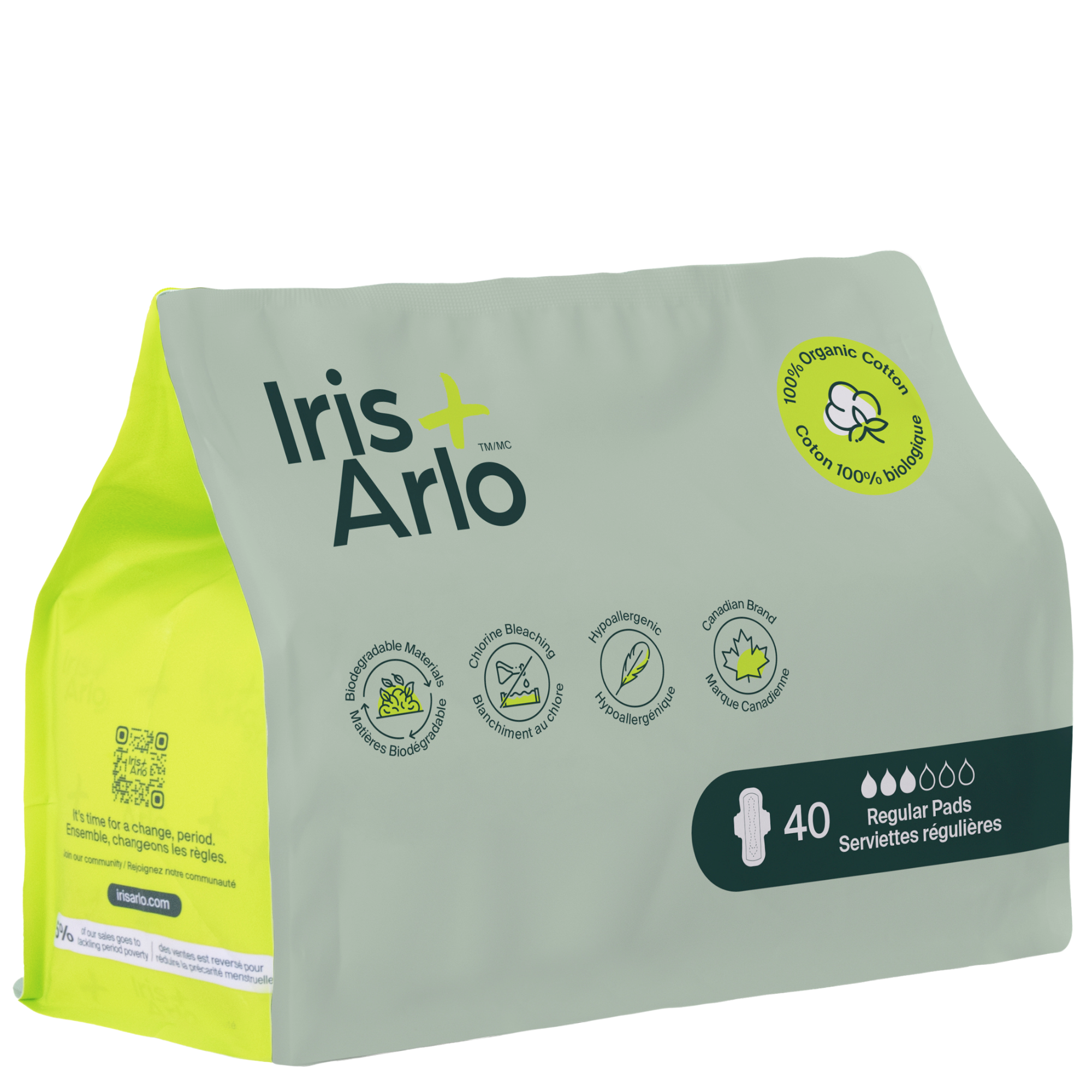 Bulk (40) - 100% Organic Regular Pads - Resealable Bag