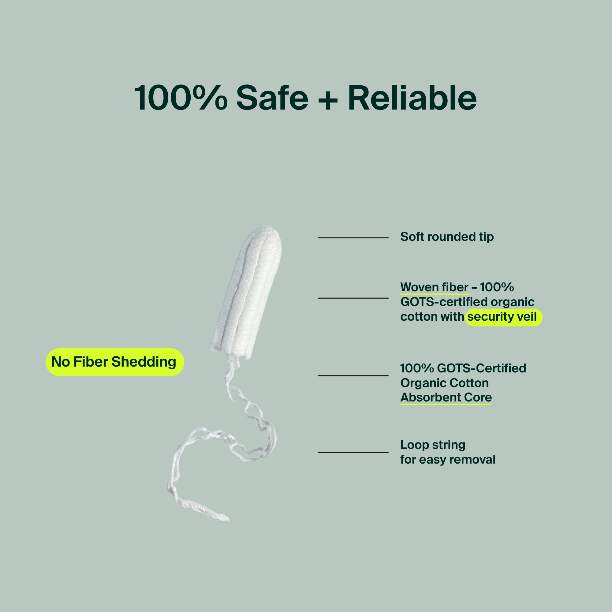 100% Organic Cotton Non-Applicator Tampons - Regular