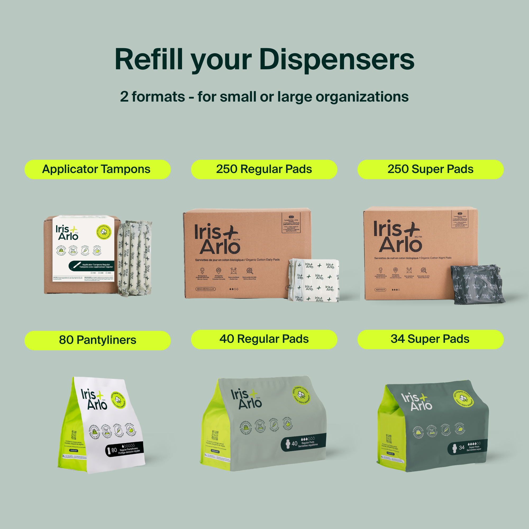 Wall-Mounted Cardboard Dispenser, 100% Organic Cotton Daily Pads
