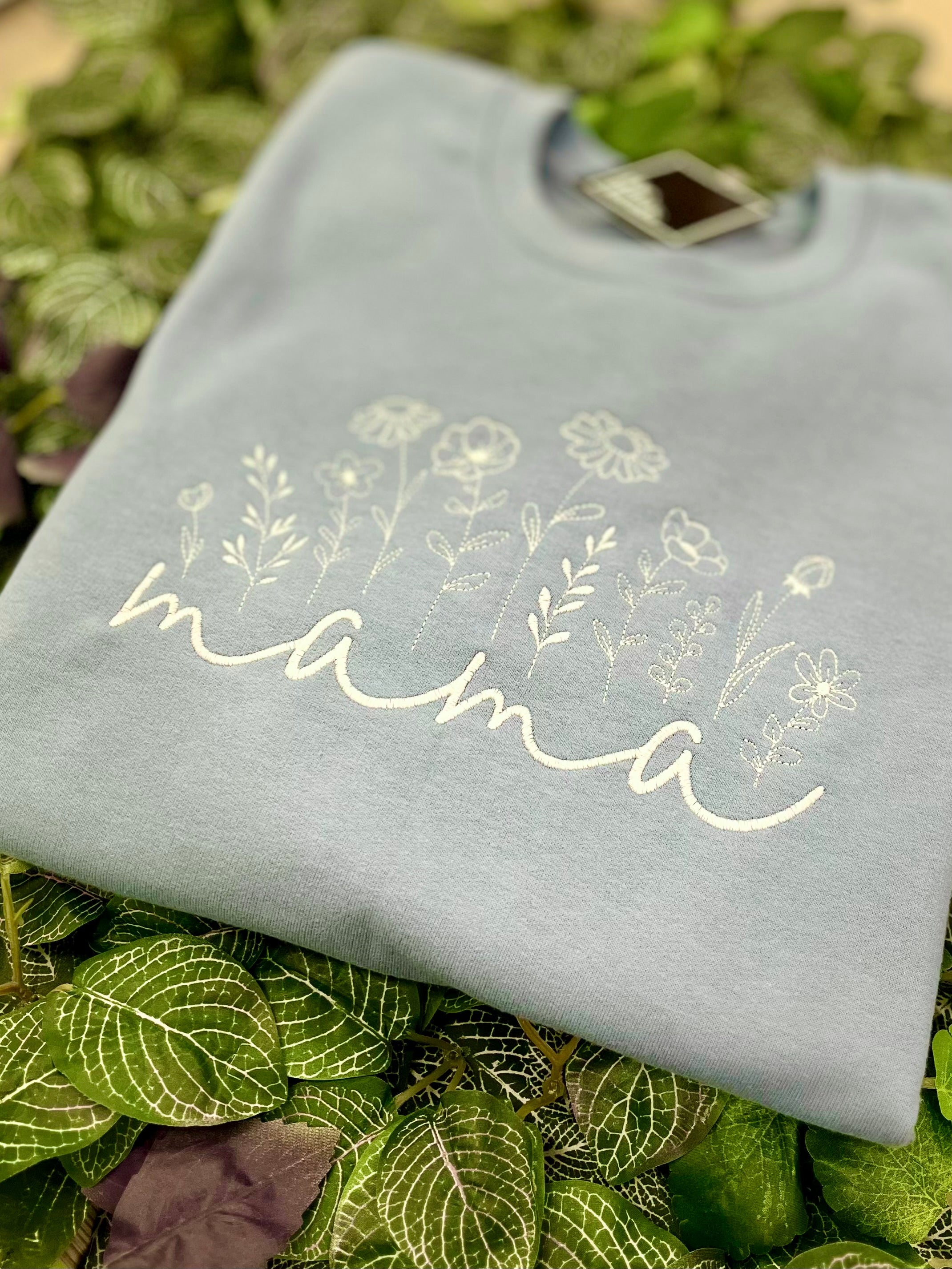 Mama Floral Blue Crewneck