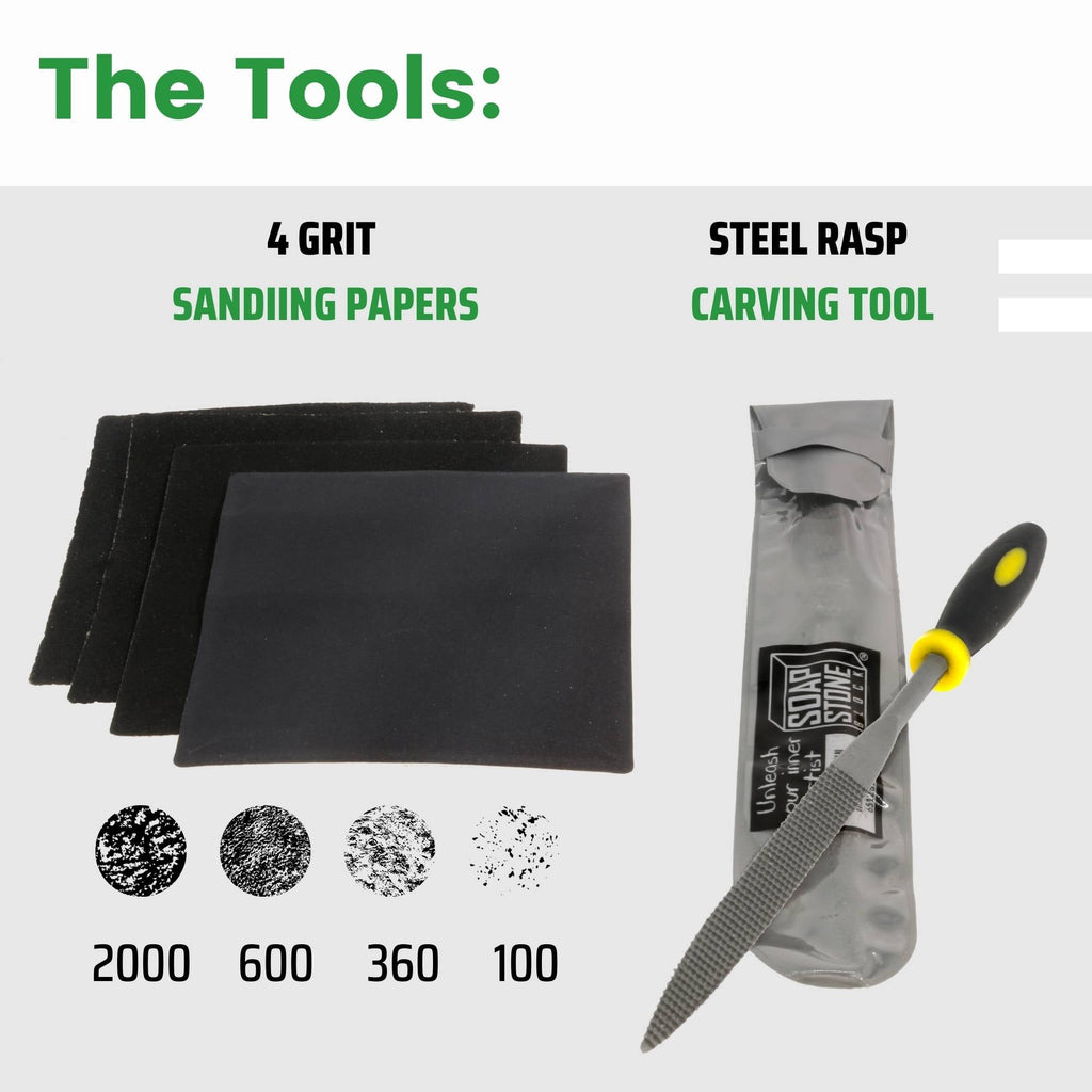 Soapstone Carving Kit - Make 3D Art 🦉🐢🐈 Choose Your Animal
