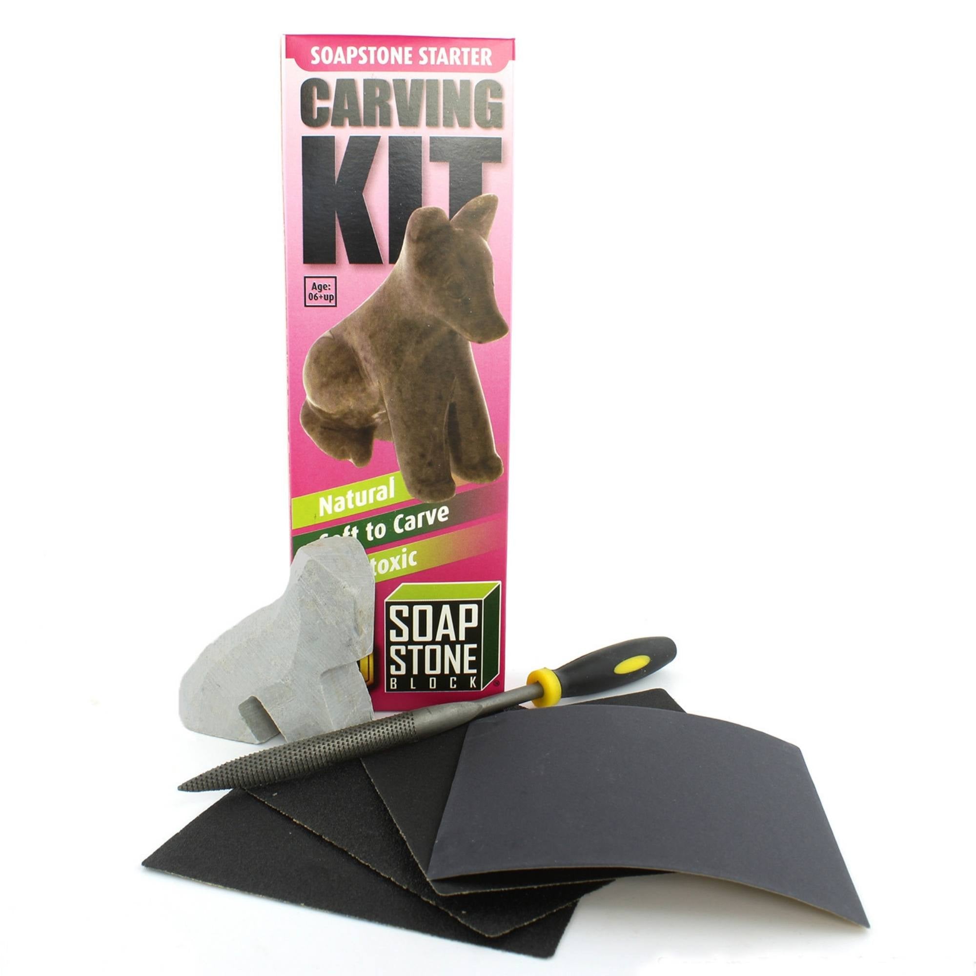 Soapstone Carving Kit - Make 3D Art 🦉🐢🐈 Choose Your Animal