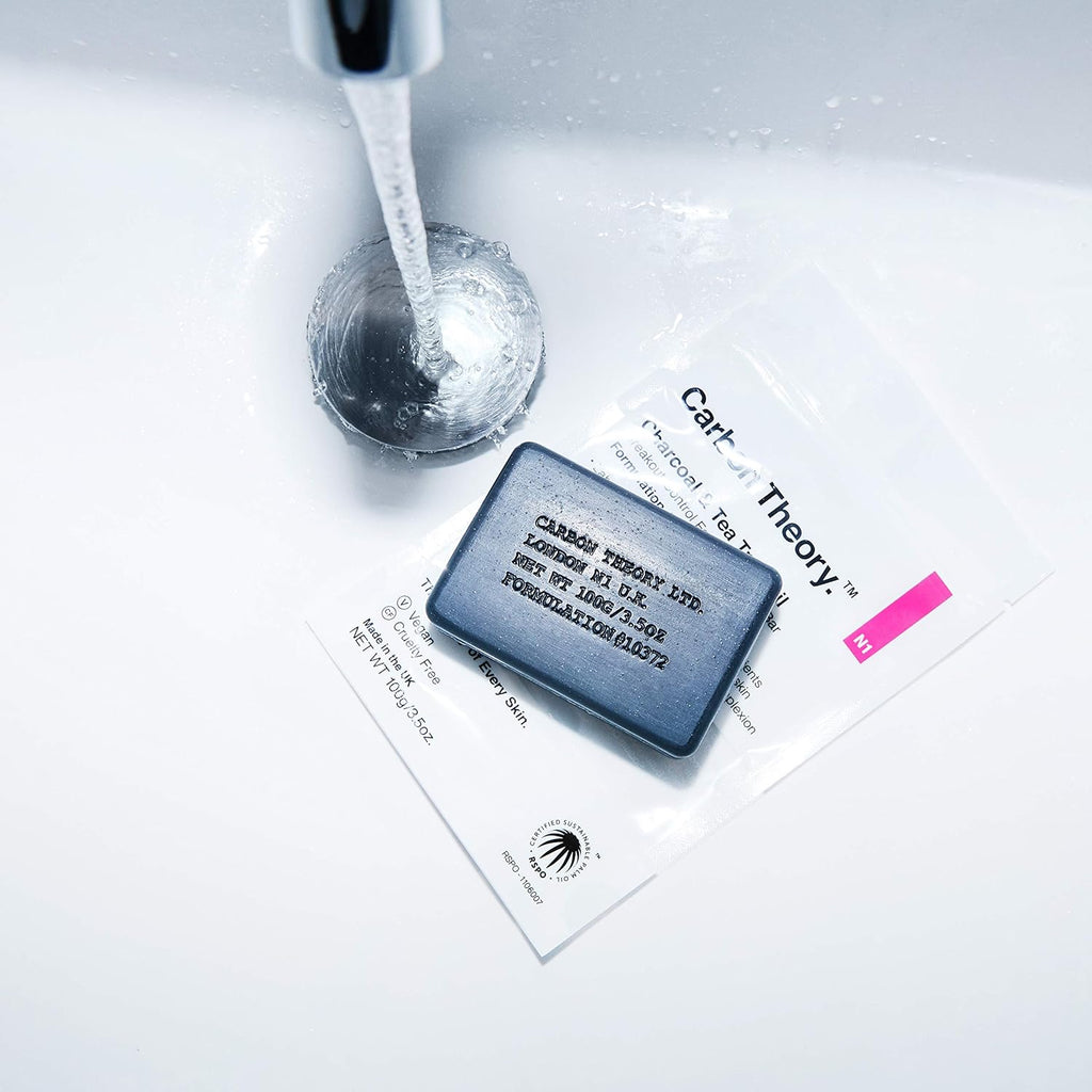 CHARCOAL & TEA TREE OIL FACIAL CLEANSING BAR IN RESEALABLE TRAVEL PACK - 100G