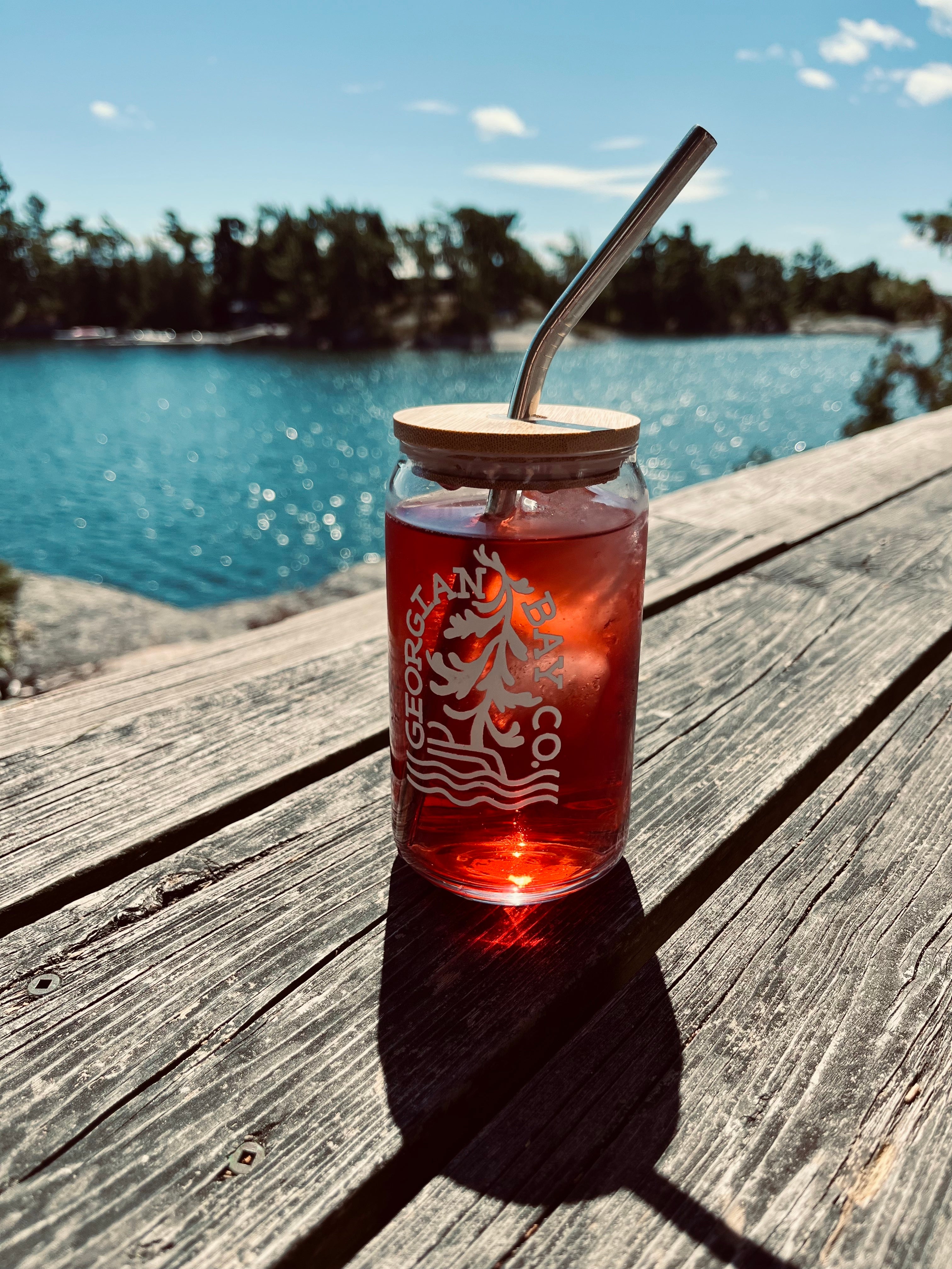 A touch of Glass | Etched GBAYCo. Pop-can Style Glass With Lid + Straw