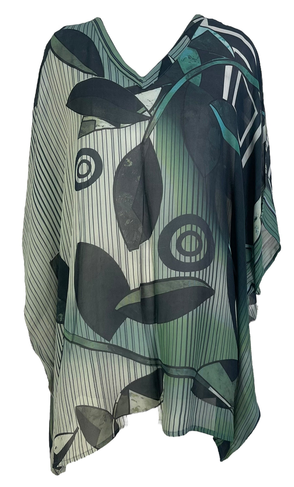 PRG7132 Sheer Avatar Pure Silk Short Kaftan Tunic without Slits
