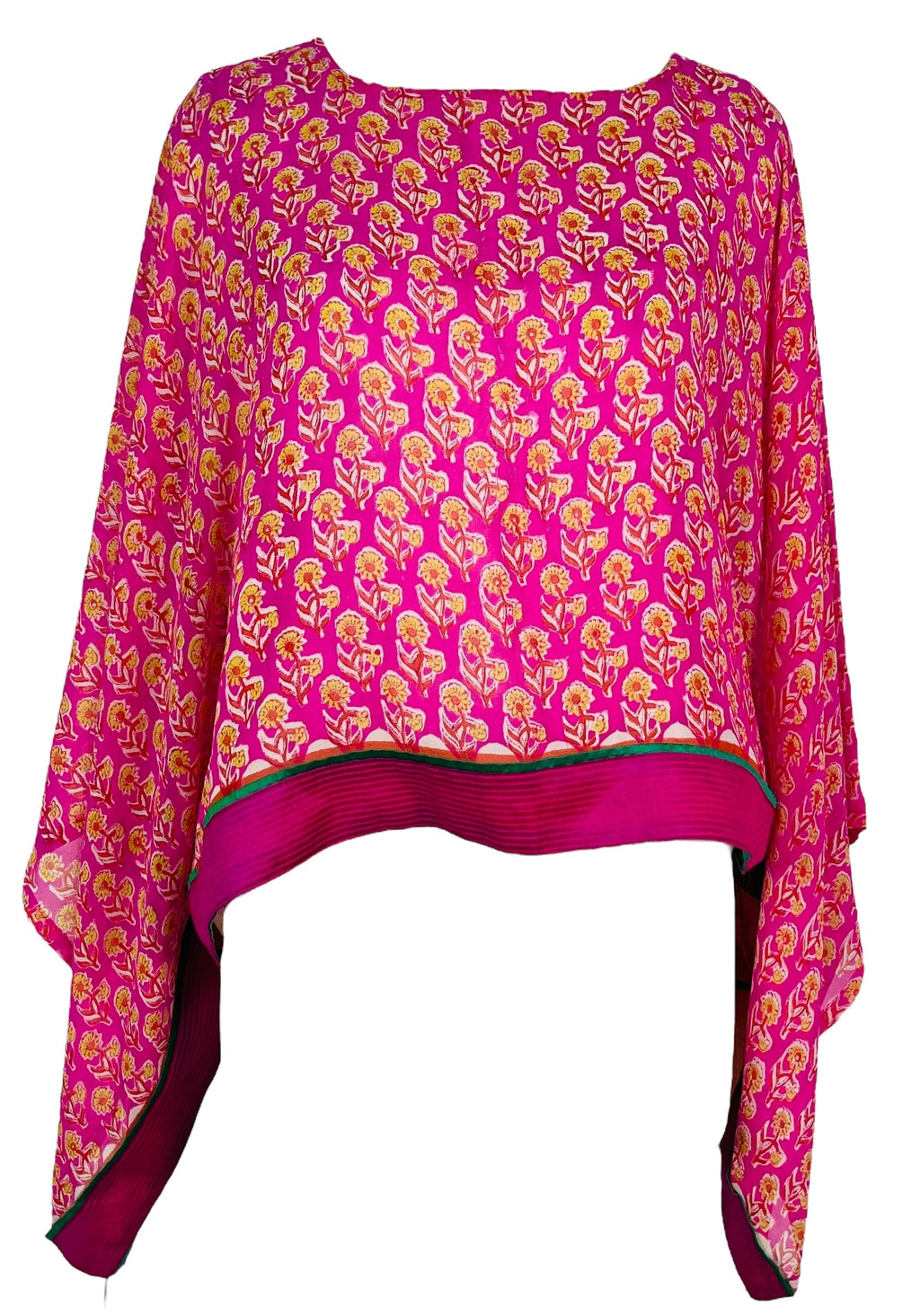 PRG7365 Sheer Avatar Pure Silk Kimono-Sleeved Top