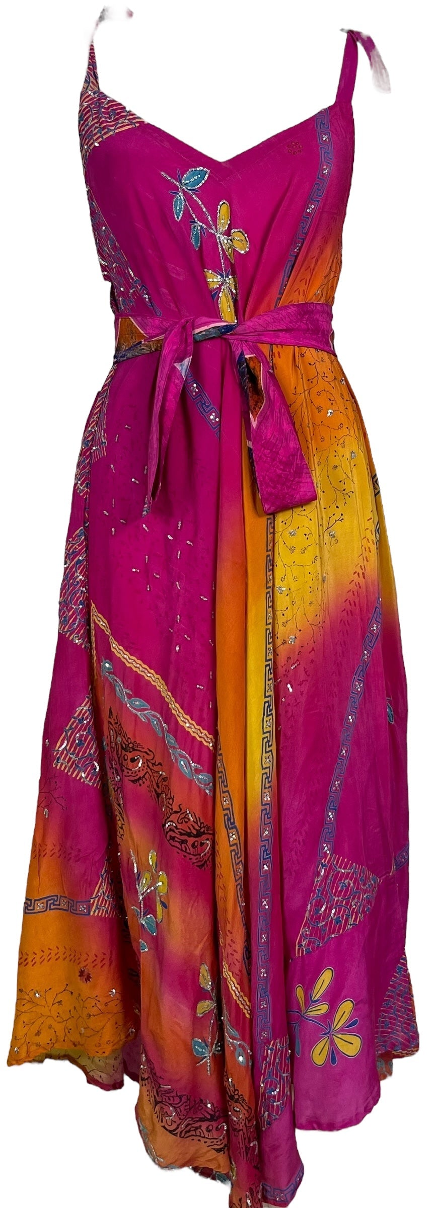 KERRI  PRC7236 Avatar Pure Silk Maxi Dress with Belt