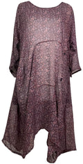 PRG7834 Sheer Avatar Pure Silk Sculptural Long Tunic Dress