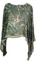 PRG7338 Sheer Avatar Pure Silk Kimono-Sleeved Top