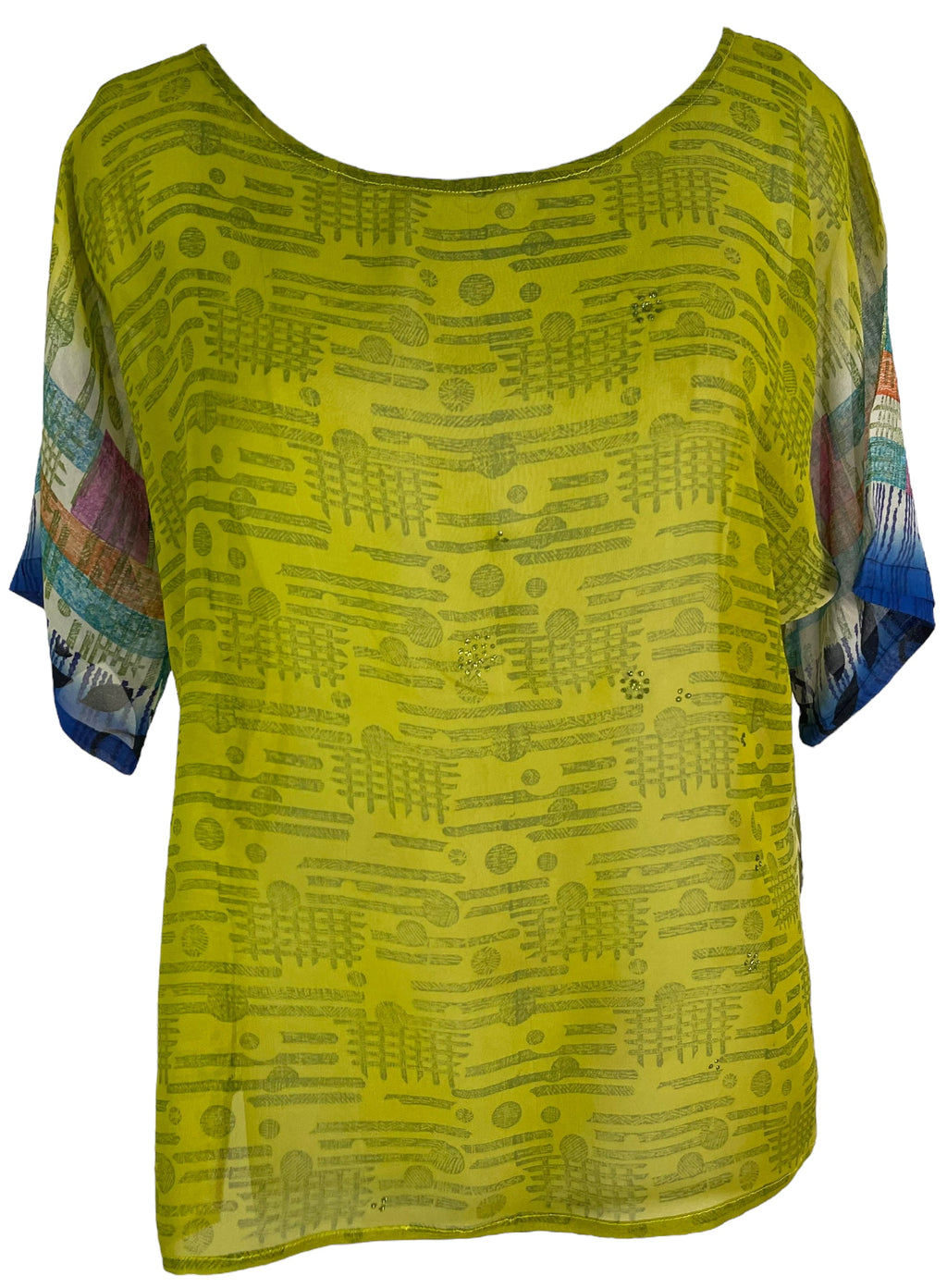 PRG6508 Sheer Avatar Pure Silk Side Slit Top