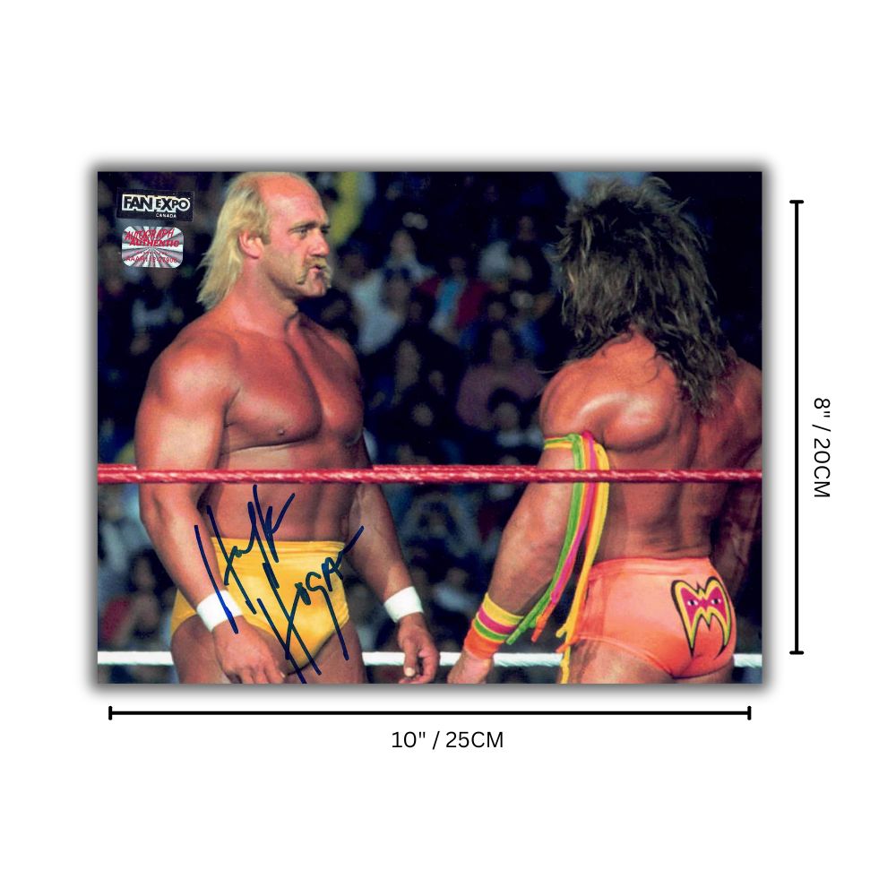 HULK HOGAN AUTOGRAPHED 8X10 WRESTLING MATCH PHOTOGRAPH HAND SIGNED ARENA ACTION IMAGE