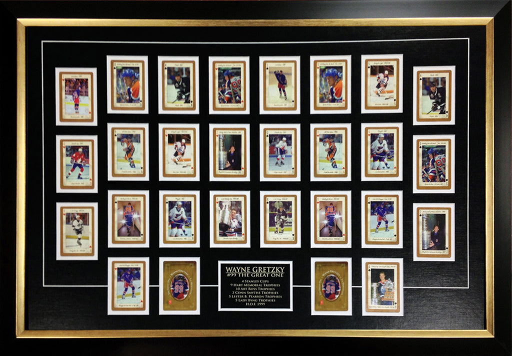 WAYNE GRETZKY THE GREAT ONE CARD DECK DISPLAY – FRAMED HOCKEY CARDS TRIBUTE (31" BY 25")