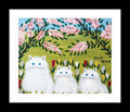 FRAMED ART PRINT BY MAUD LEWIS THREE WHITE CATS FOLK ART PAINTING FLAT STYLE WALL DECOR 24 X 28 INCHES