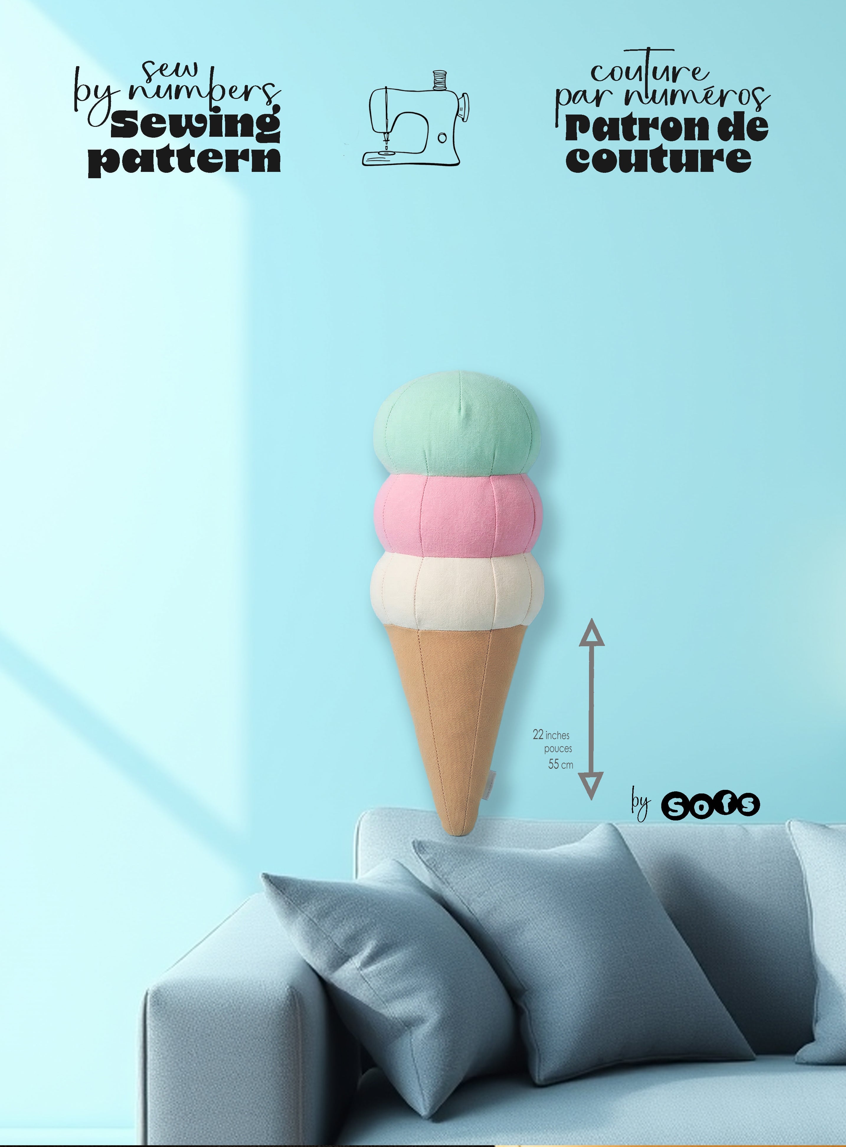 Sewing Patterns Tripple Ice Cream Cone – Sew by Numbers Plush Pattern - Made in Canada