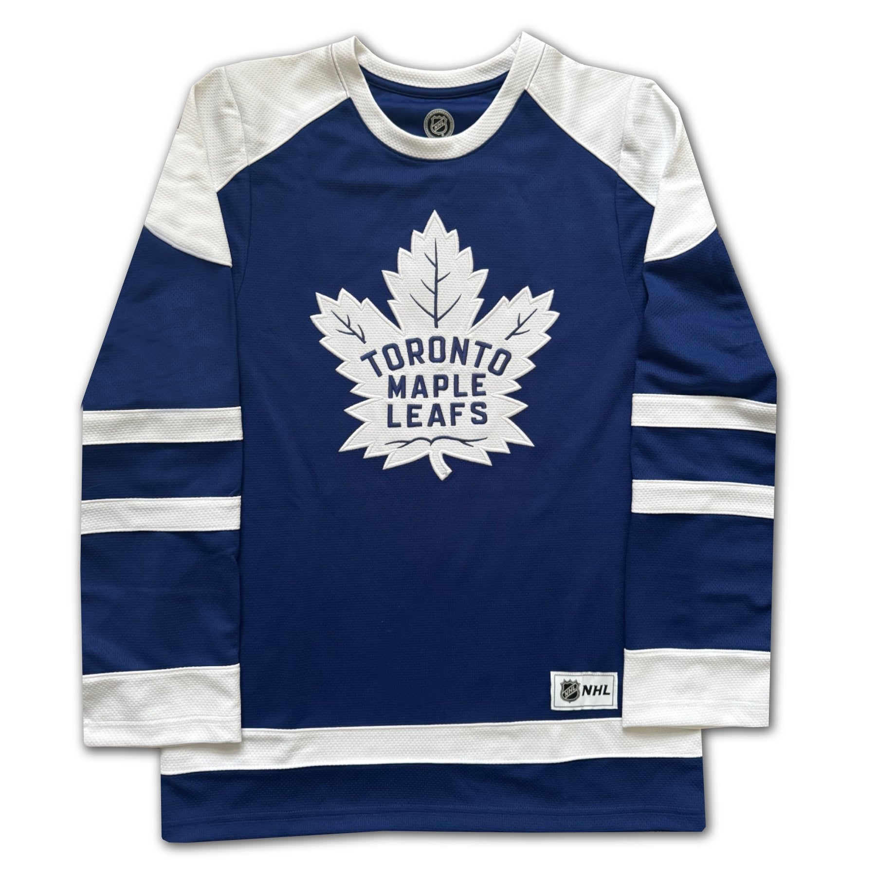 TORONTO HOCKEY LICENSED FAN COLLECTIBLE JERSEY AUTOGRAPHED BY JOHNNY BOWER BLUE HOCKEY STYLE TOP ADULT UNISEX SIZE X-LARGE