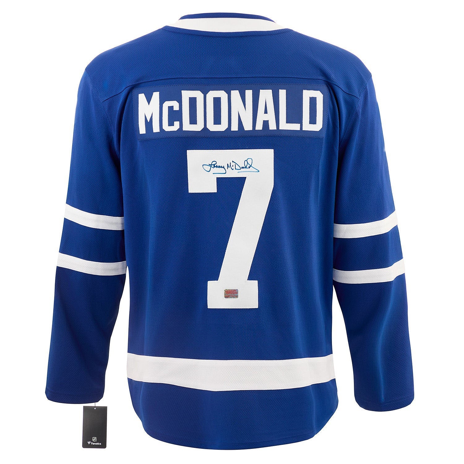LANNY MCDONALD AUTOGRAPHED TORONTO MAPLE LEAFS BLUE JERSEY – SIGNED NHL HOCKEY MEMORABILIA COLLECTIBLE (SIZE L OR XL)