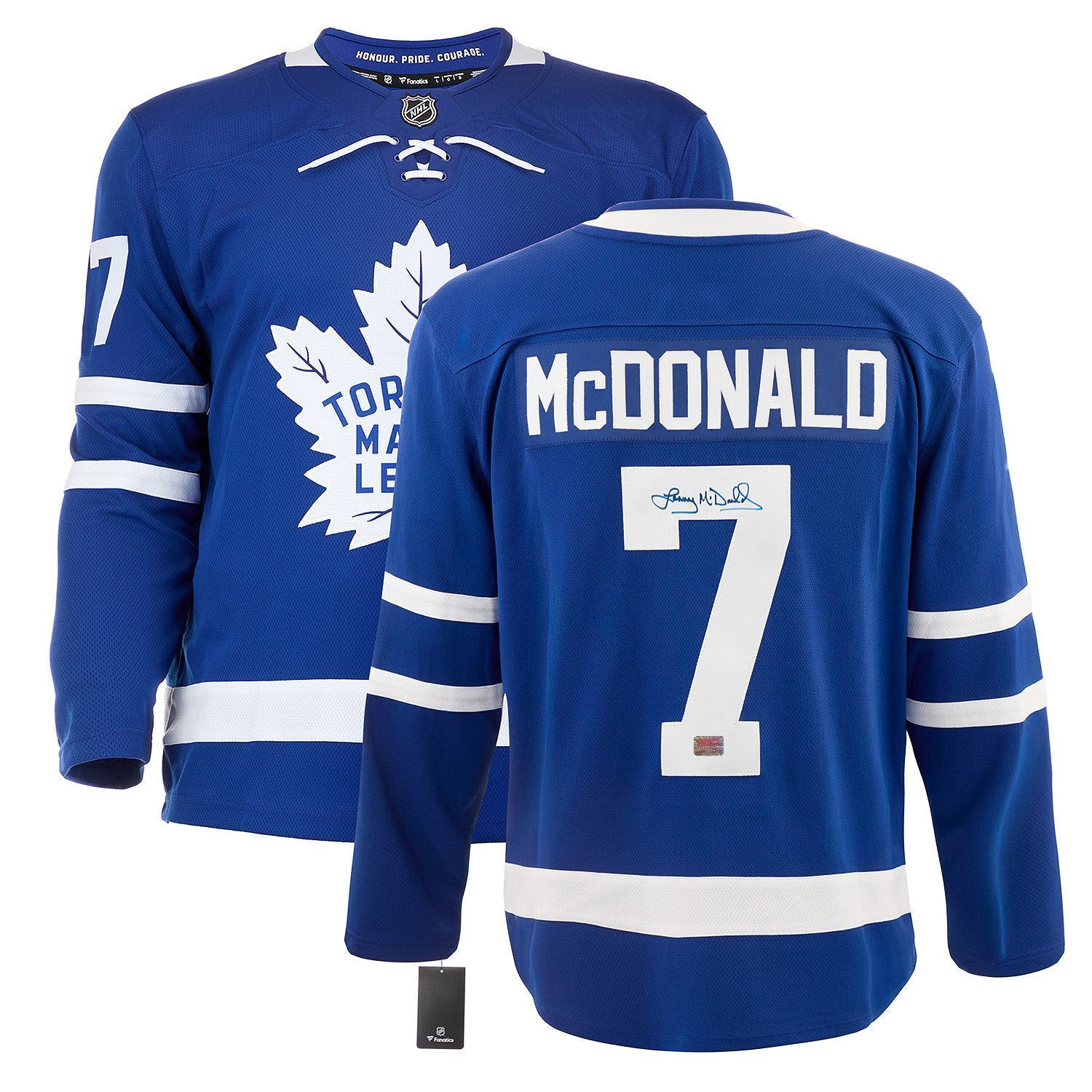 LANNY MCDONALD AUTOGRAPHED TORONTO MAPLE LEAFS BLUE JERSEY – SIGNED NHL HOCKEY MEMORABILIA COLLECTIBLE (SIZE L OR XL)