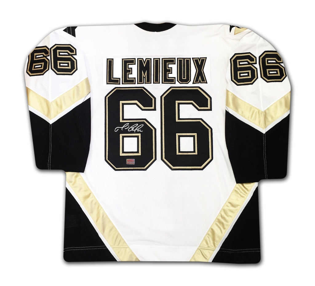 MARIO LEMIEUX AUTOGRAPHED PITTSBURGH PENGUINS WHITE JERSEY – SIGNED NHL HOCKEY COLLECTIBLE (SIZE L OR XL)