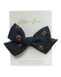 Navy Floral Oversize Bow