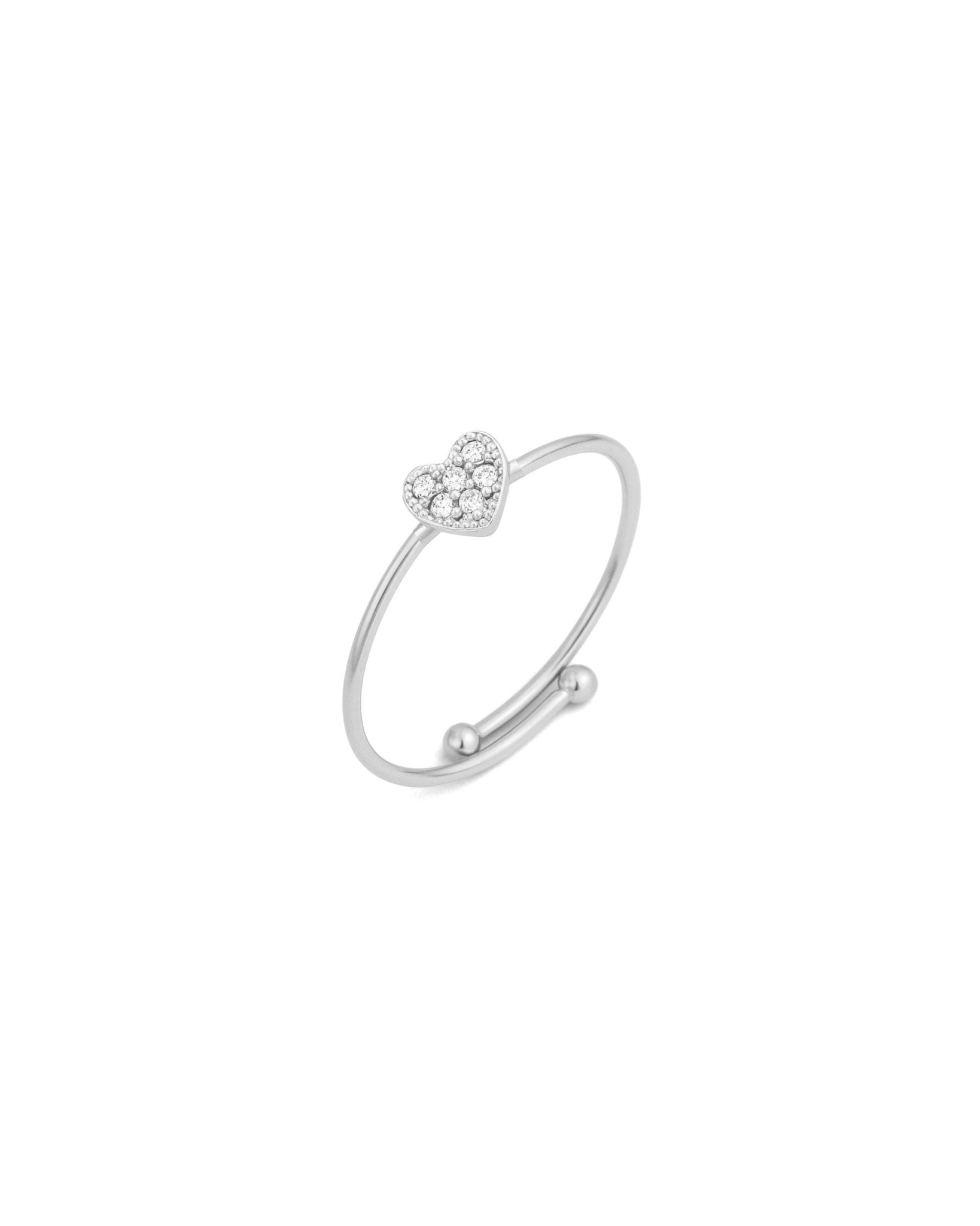 Sparkling Heart Adjustable Ring
