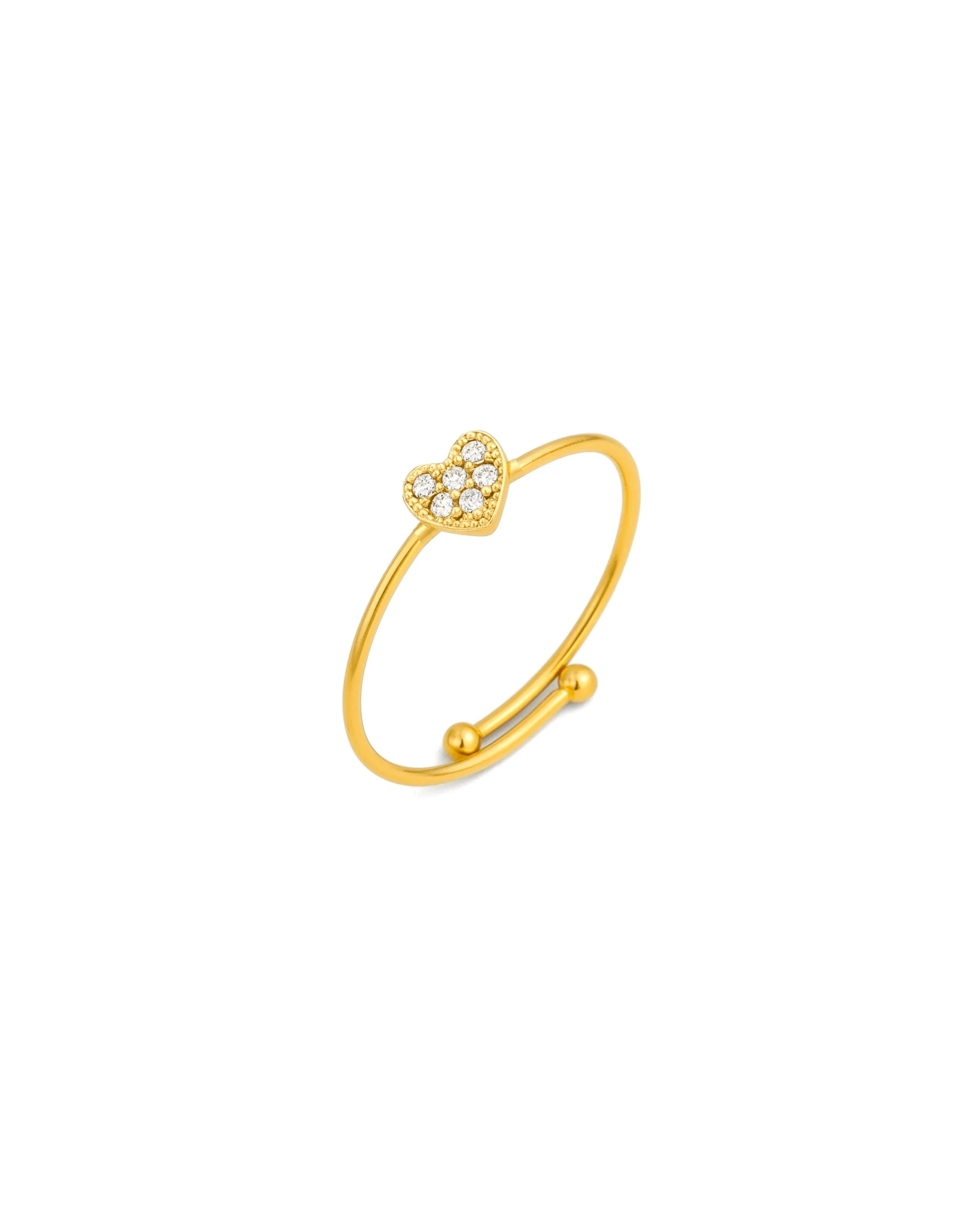 Sparkling Heart Adjustable Ring