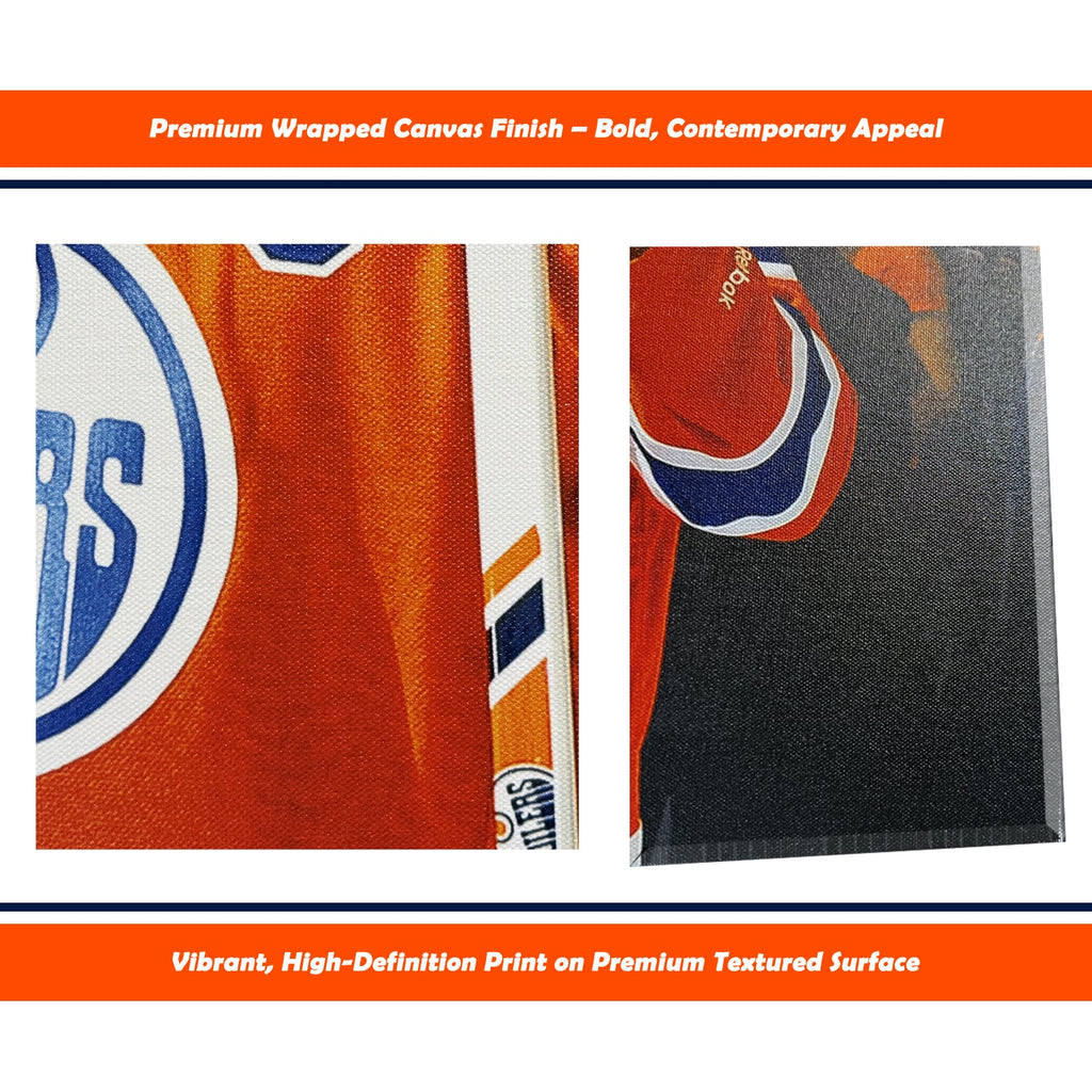 CONNOR MCDAVID AND LEON DRAISAITL EDMONTON NHL LICENSED COLLECTIBLE WRAPPED CANVAS ARTWORK HOCKEY POSTER WALL DECOR GIFT MEMORABILIA DISPLAY (16"X20")