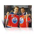 WAYNE GRETZKY AND CONNOR MCDAVID EDMONTON NHL LICENSED COLLECTIBLE WRAPPED CANVAS - HOCKEY LEGENDS ARTWORK WALL DECOR OILERS MEMORABILIA SPORTS GIFT ICON DISPLAY (16"X20")