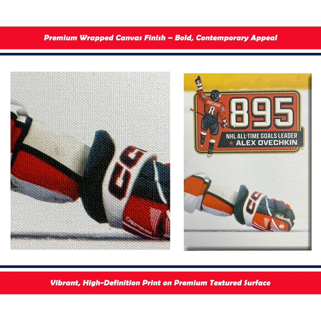 ALEXANDER OVECHKIN RECORD BREAKING GOAL #895 NHL WASHINGTON NHL LICENSED COLLECTIBLE WRAPPED CANVAS POSTER MEMORABILIA WALL ART CAPITALS HOCKEY THE GREAT 8 (20" BY 16")